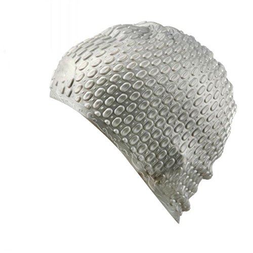 EUBUY Waterproof Stretch Silicone Long Hair Swimming Swim Hat Cap Ear Wrap for Women and Men Silver