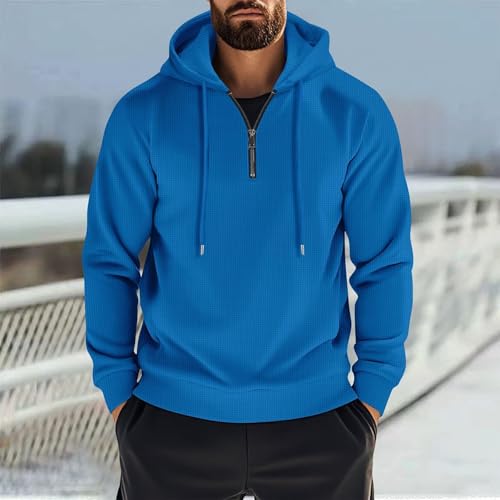 Ymosrh Men's Hoodies, Quarter Zip Long Sleeve Casual Workout Pullover Hoodie Sweatshirts with Pocket, M-3XL3