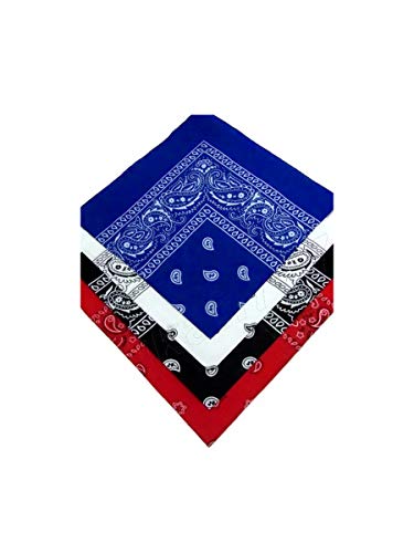 Kit 4 Bandana Preto, Vermelha, Branco, Azul (Preta, vermelha, Branco e Azul)