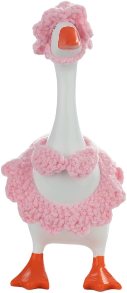 7 Inch Desk Goose Outfits Bikini Sets Hand-Woven Mini Porch Goose Swimwear Tabletop Goose Accessory Costume (Pink)