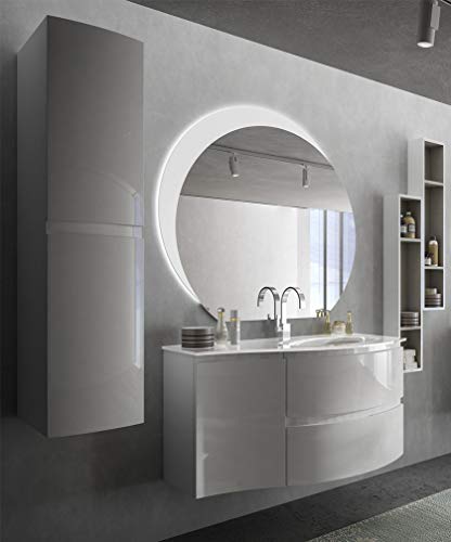 Mobile bagno sospeso Vague bianco, cm 104, con lavabo in vetro e pensili