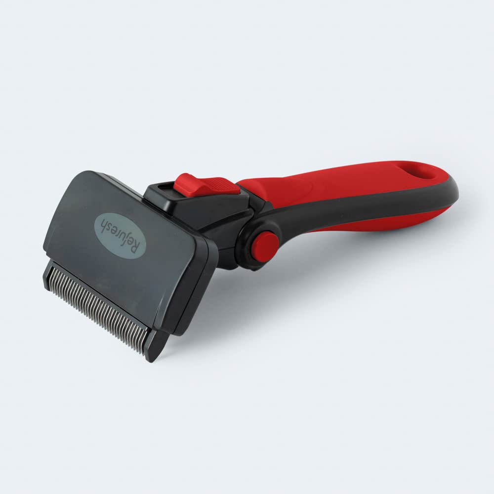 Cepillo de pelo para perros, gatos y mascotas de pelo largo - Cepillo ligero para desprendimiento, masaje y aseo - Peine desenredante y suministros de deshedder - mediano, rojo