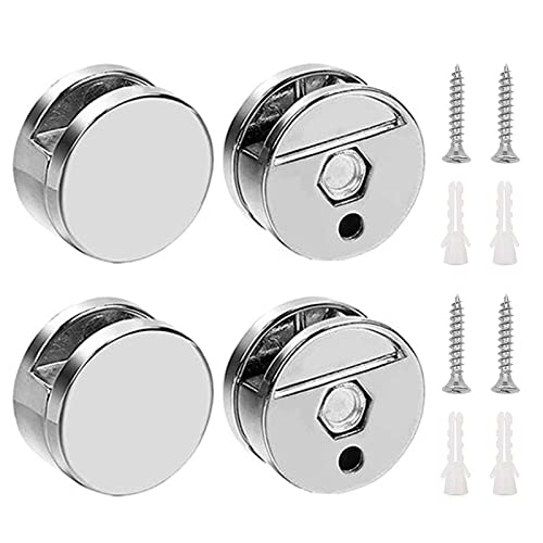 4/8 Pcs Pince de Verre,zinc chromé Fixation miroir 3-6 mm Kit Support Miroir Avec vis et rondelles en acier inoxydable,supports de fixation pour Salle De Bains,Salon,Lieux Publics (Argent-4)