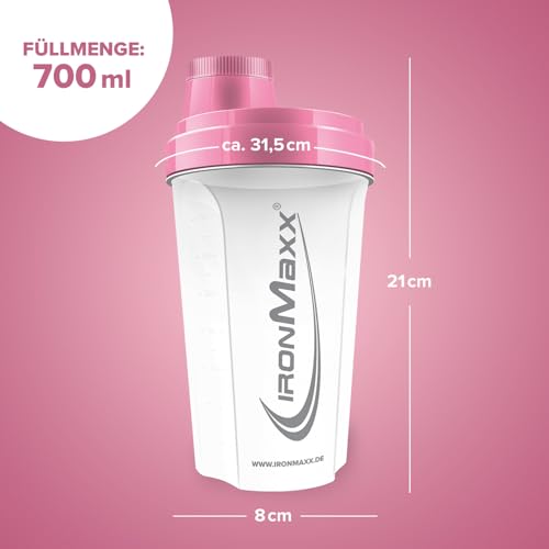 IronMaxx Eiweiß Shaker - 700ml Frozen White | Auslaufsicher, Spülmaschinengeeignet, BPA & DEHP-frei | Proteinshaker mit Drehverschluss, Sieb & Mess-Skala