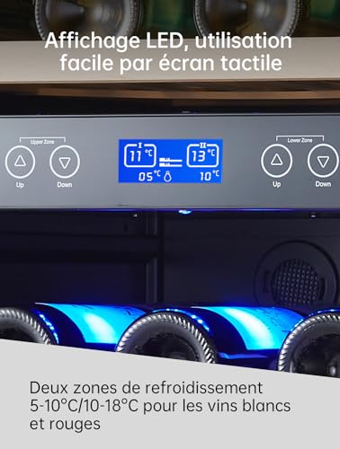 Kalamera Weinkühlschrank 2 Zonen, 45 Flaschen, 120Liter, großes LCD-Display, Temperaturzonen 5-10°C/10-18°C, KRC-120BFG