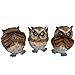 Produktbild Objectz - DREI kleine Eulen - Nichts sehen hören Sagen - Gartendeko - Eule - Uhu - Deko für innen und außen, wetterfest (braun)