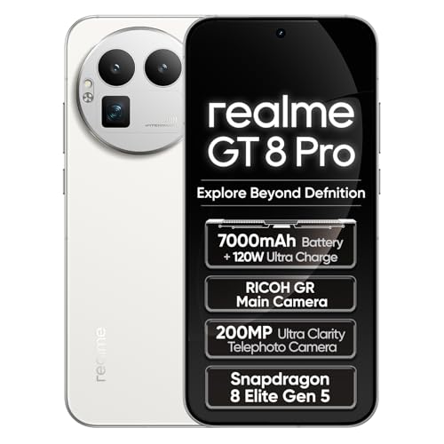 realme GT 8 Pro 5G Smartphone, 16+512 GB, 6,79 Zoll Display mit 120 Hz, 120 W SuperVOOC Schnellladung, 7000 mAh Akku, 300 MP Kamera, Qualcomm Snapdragon 8 Elite Gen 5, IP69