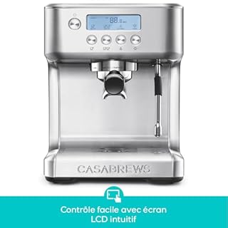 CASABREWS Machine à café Expresso avec Température réglable, 20Bars de Pression Machine Expresso avec Écran LCD, Cafetière Expresso Pour Café Moulu, Machine à Espresso et Cappuccino, Réservoir de 2.2L
