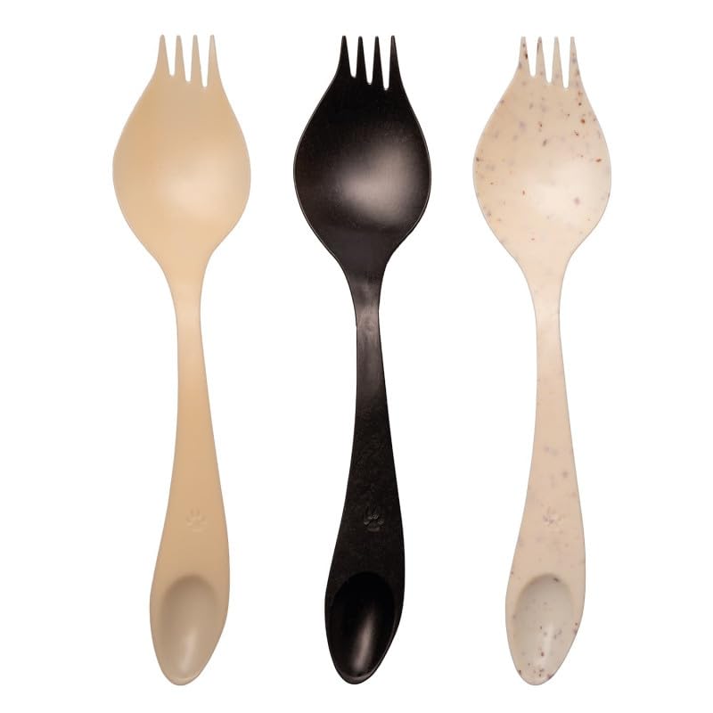 Cuillère fourchette Georgette végétale - Lot de 50 - Noir charbon - 16 cm