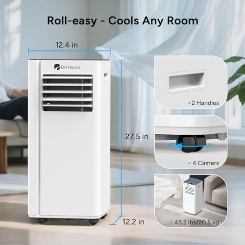 Image of DR.PREPARE 8,000 BTU Portable Air Conditioner with WiFi, 4-in-1 Portable AC Unit, Remote Control, Fast Cooling, 24H Timers with Fan & Dehumidifier, Window kit, Cools Up to 350 sq. ft for Rooms