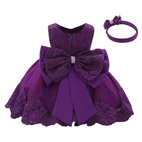 FYMNSI Baby Girl Baptism Dress with Bowknot Cover