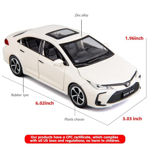 Image of New 1:32 Corolla Toy Car Diecast Alloy Metal Pull Back Cars with Openable Door Music Sound and Light Vehicle Toy Car for Kids Boys