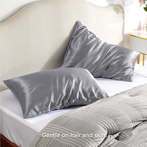 Image of Bedsure Satin Pillowcase with Zipper,King Pillow Cases Set of 2