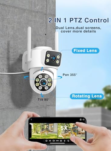 Reobiux 6MP Dual Lens Outdoor Security Camera, 3K WiFi CCTV Camera with 360° Coverage, 30M Color Night Vision, Motion Tracking, Two-Way Audio, IP66, Works with Alexa - Image 3