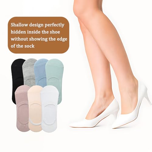 panthra Womens Low Cut No Show Socks,No Show Socks Womens for Flats,Non Slip Liner,Breathable Cotton for Loafers Flats 7 Pairs2