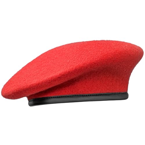 Gajaous Bérets Militaires Britanniques avec Bandeau en Cuir, béret en Laine de l'armée réglable pour Hommes et Femmes
