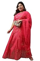 XL LOVE - By Janasya Women's Pink Poly Silk Foil Printed Lehenga Choli With Dupatta(PJ0011-LCD-5XL)