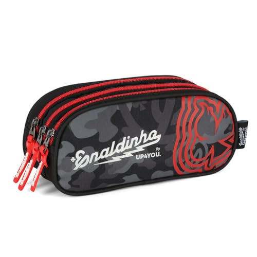 Estojo Triplo Enaldinho Organizador Infantil Juvenil Escolar (Preto)