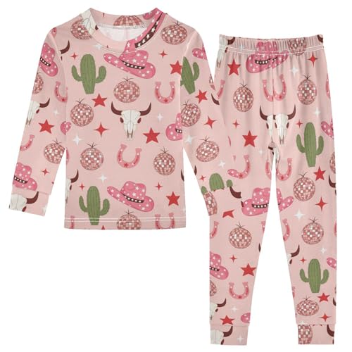 Pajama Sets Long Sleeve Cowboy Hat Theme Pattern Soft Comfy Sleepwear 2 Piece PJS 3-8T
