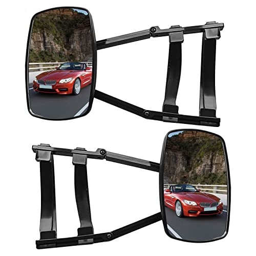 Universal Clip-on Towing Mirrors Extended Mirrors for Towing 360 Degree Rotation Adjustable Towing Mirror for Vehicle Car Truck Trailer, Black, 2 Pieces