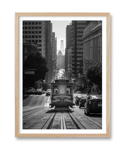 HesenDot San Francisco Cable Car Framed City Wall Art,Black and
