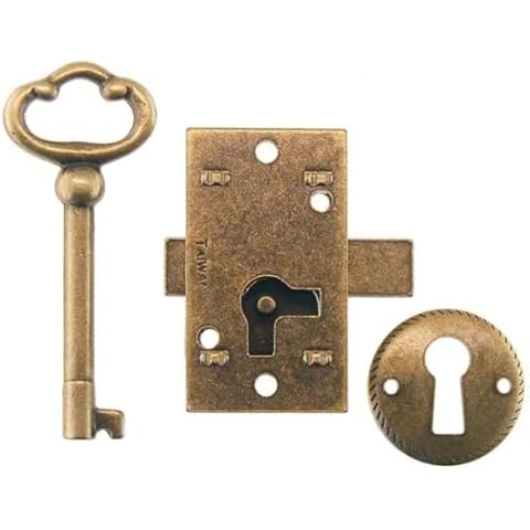 Van Dyke's Restorers Classic Antique Brass Non Mortise Furniture Lock (One Set) Cover