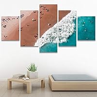 SIGNWIN 5 Panel Canvas Wall Art Beach Blue Coastal Cool Photography Relax/Calm for Home Decorations Ready to Hang - 60