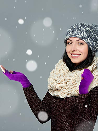 Pangda B07THY4NGF_CA NARF 2 Pairs Unisex Fingerless Gloves Half Finger Stretchy Knit Gloves Lengthen Wrist Mittens Winter Warm Gloves thumb #6
