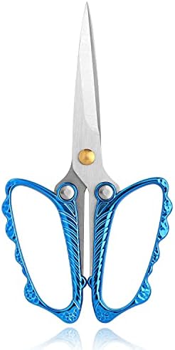 Stainless Steel Small Sharp Pointed Butterfly Handle Sewing Scissors for Embroidery DIY Tools Craft Cutting Tailor Dressmaker Threading Professional Yarn Shears Crafting Art Work Scissor 4.8 inch