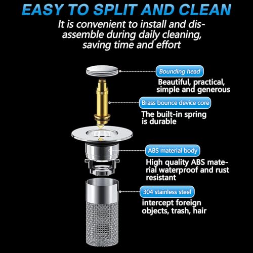 Cocog A35 Bathroom Sink Drain Strainer, Pop Up Sink Drain Filter With Removable Stainless Steel Filter Basket Hair Catcher thumb #2