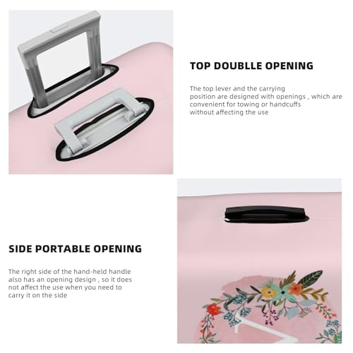 Luggage Cover Flower Letter V Pink Travel Suitcase Protector fits 18-32inch Suitcase Cover Washable Dustproof with Concealed Zipper for Wheeled Suitcase LC12884