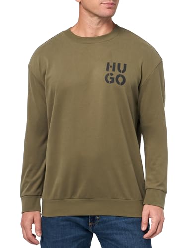 HUGO Men's Stacked Logo Cotton Blend Crewneck Sweatshirt