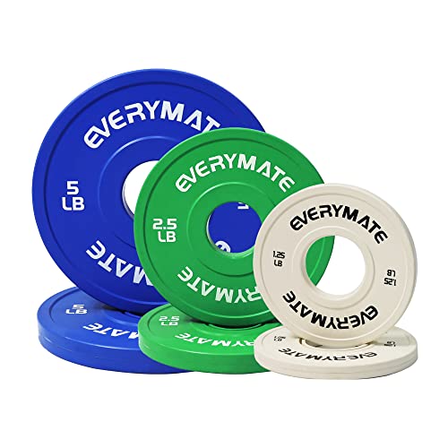 EVERYMATE Change Weight Plates Set 1.25LB, 2.5LB, 5LB, 17.5LB Fractional Bumper Plate for Cross Training and Olympic Weightlifting by EVERYMATE - Used condition - US$75.99