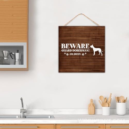 Letrero vertical de madera para guardería y jardín Beware Guard Dog 6