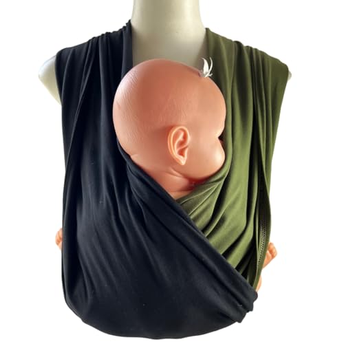 Wrap Sling de Vestir para Carregar Bebês - Fast Sling Preto e Verde