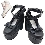 OLYOLY【2点セット】1/3 ドール 用 シューズ 靴 かわいい ハイヒール パンプス ドール服 ミニチュアドール 衣装 メイド 服 フィギュア 下着 靴下 ソックス付き (01 黒)