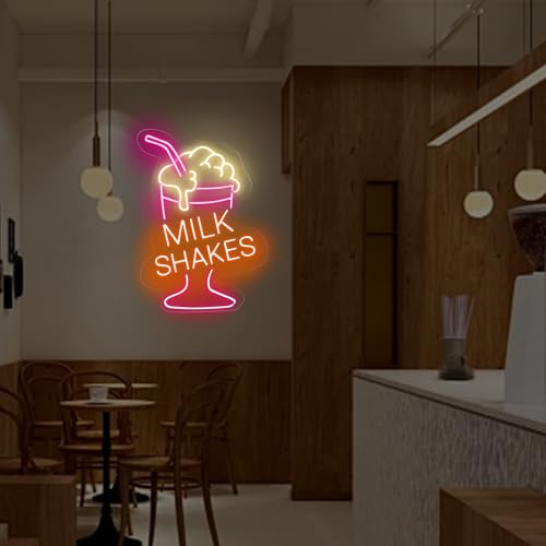 Image of Milk Shake Neon Sign Milkshake Sign Custom For Coffee Shop Bar Decor Drink Sign Boba LED Neon Light For Restaurant Coffee Light Up Signs for Dessert Shop Bar Decor