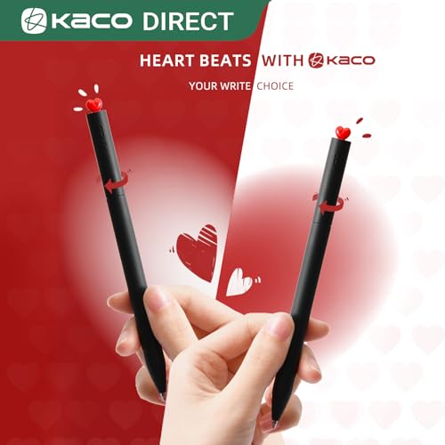 Image of Kaco FIRST Gel Ink Pens, Pack of 2 Pieces Cute Heart Pen Set with Extra 4 Black Refills
