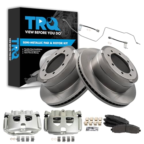 Image of TRQ Brake Pad & Rotor Kit Semi-Metallic Compatible with 2017-2019 Ford F-350 Super Duty
