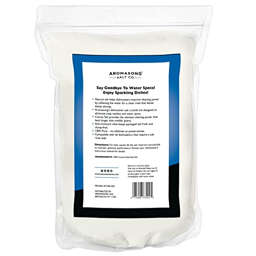 Aromasong Dishwasher Salt 19 LB - 100% Natural Water Softening Agent for Cleaner Dishes & Washer Reactivation Compatible with Bosch, Miele, Whirlpool, Thermador and More (packaging may vary)