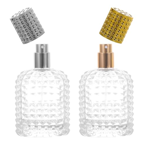 YWG Stone 50ml/1.7oz Refillable Clear Glass Luxury Spray Perfume Bottle Empty Atomizer Makeup Tool Bottles, Atomizer, Portable Mist Travel Dispenser for Travel 2 Pack