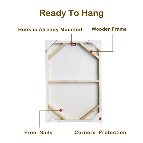 Utop-Art Abstract Canvas Painting Wall Art: Hand Painted Gold Foils Heavy Textured Navy Blue Picture Artwork For Living Room (36'' X 24'' X 2 Panels) #TOP5