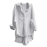 ღ【YTZL-Design】Lässige lange Bluse, übergroßes Hemd mit Reverskragen, langärmeliges Knopfhemd, sehr gut geeignet für modischen Auftritt. Die Ärmel können manchmal sehr lang sein, manchmal kann man 3/4 Hemden tragen, Vintage Faltenhemden