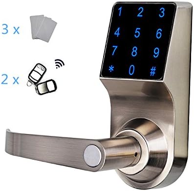 HL40 Keyless Touchscreen Keypad Door Lock with Remote Control and Card, Perfect for Office & Home (Silver)