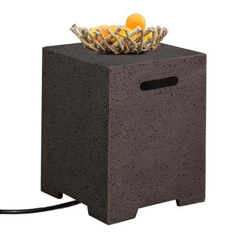 COSIEST Outdoor Hideaway Tank Table for Gas Fire Pits, Hides Standard 20lb 16-inch Propane Tank Cover w Side Handles (Rusty Red)