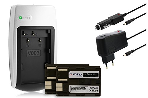 2x Batterie + Caricabatteria per Canon BP-511