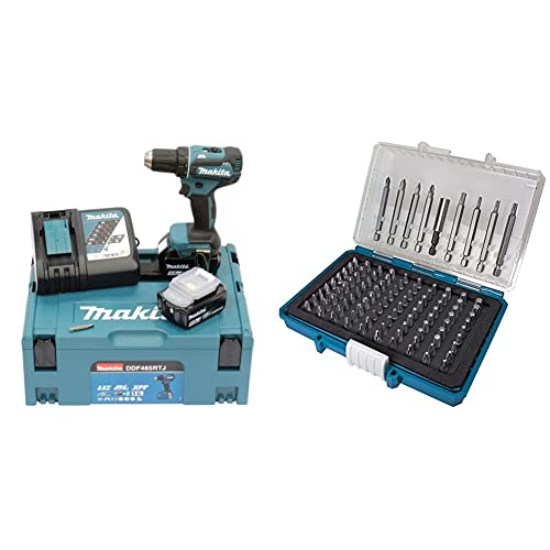 Makita DDF485RTJ Akkuschrauber & P-81050 Bit-Box 99-teilig