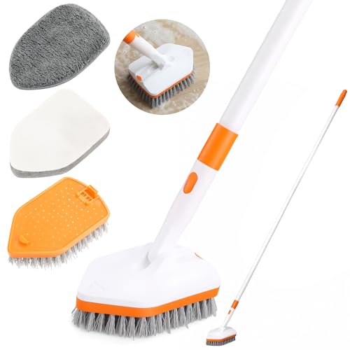 wlich Bathroom Tub Scrubber 3-in-1 Cleaning Set with Adjustable Handle
