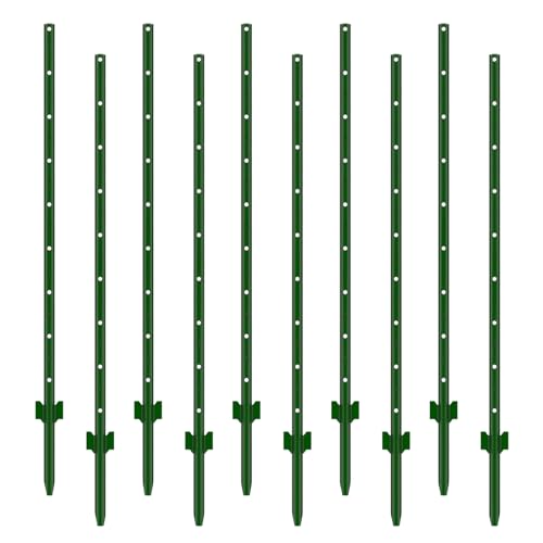 Fence Posts 5 Feet, Pack of 10, 3-4-5-6-7Ft Heavy Duty...