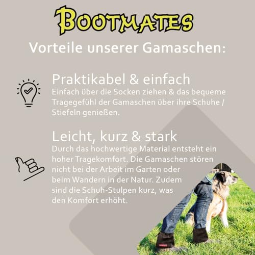 Bootmates Schuh-Überzieher | Gamaschen zum Wandern, Wanderzubehör | Schuh-Stulpen für Garten und Reiten | Arbeitskleidung für Wald, Straßenbau & Handwerk | Galosche kurz | (schwarz)